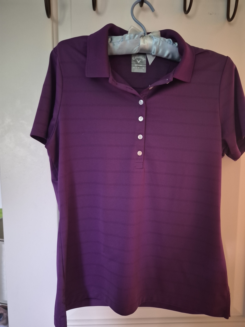 Callaway Women's Purple Short-Sleeve Button-Down Golf Polo